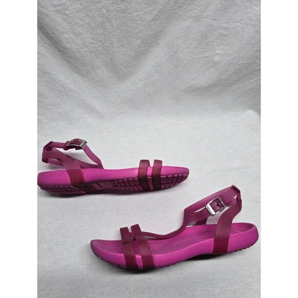 Crocs Women's Really Sexi Ankle Strap Strappy Sandals Fuchsia Pink Sz 7- Flawed - Picture 3 of 15